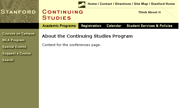 Stanford.edu example of Web Blooper
